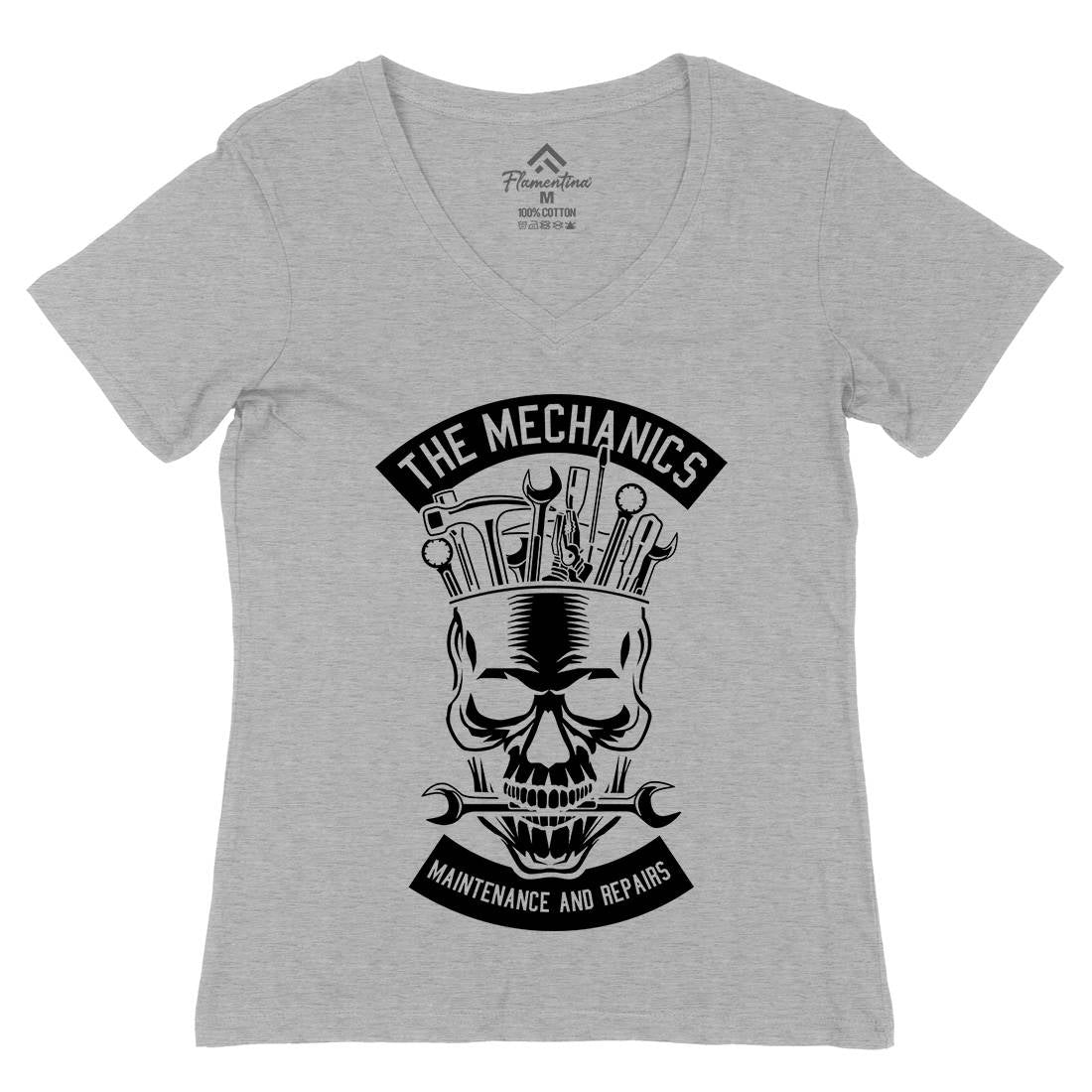 The Mechanics Womens Organic V-Neck T-Shirt Retro B653