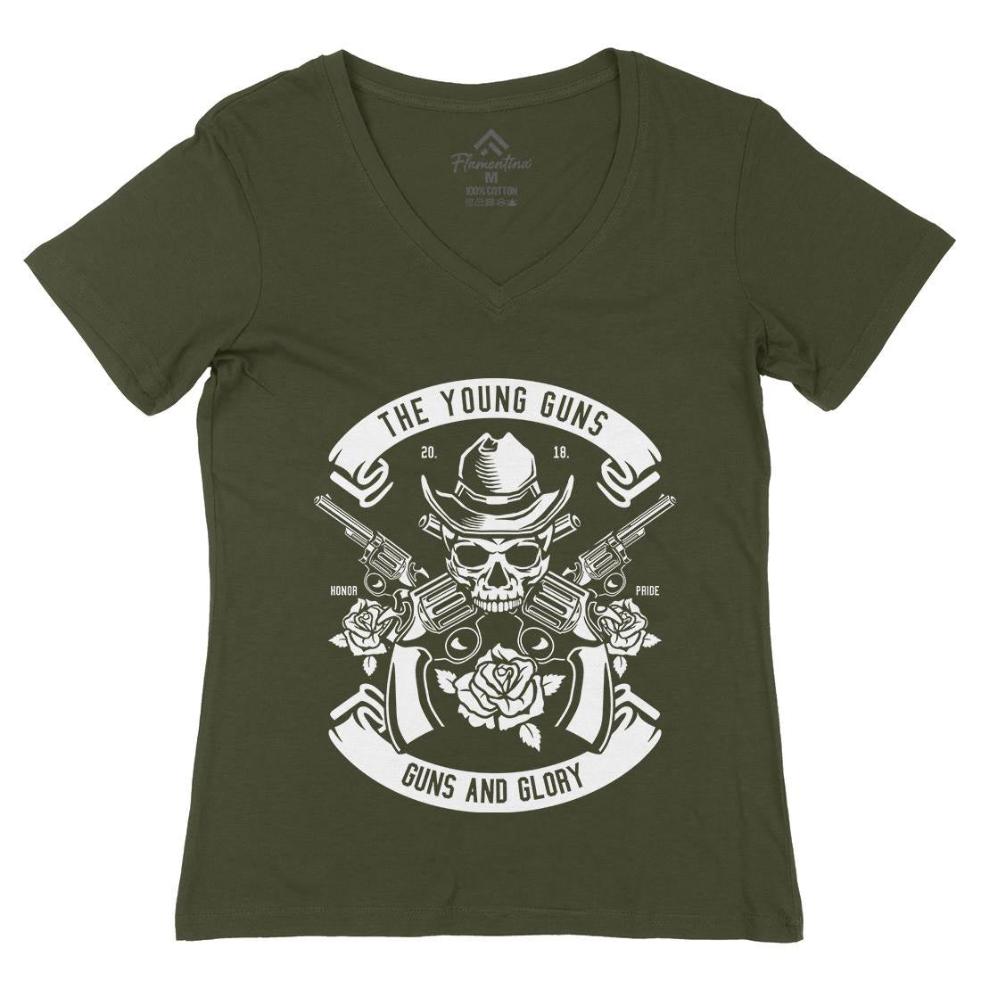 Young Guns Womens Organic V-Neck T-Shirt American B654
