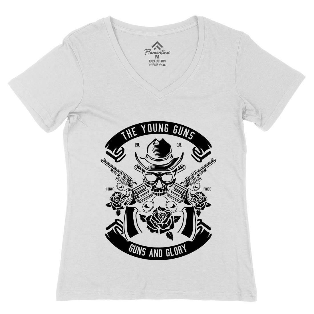 Young Guns Womens Organic V-Neck T-Shirt American B654