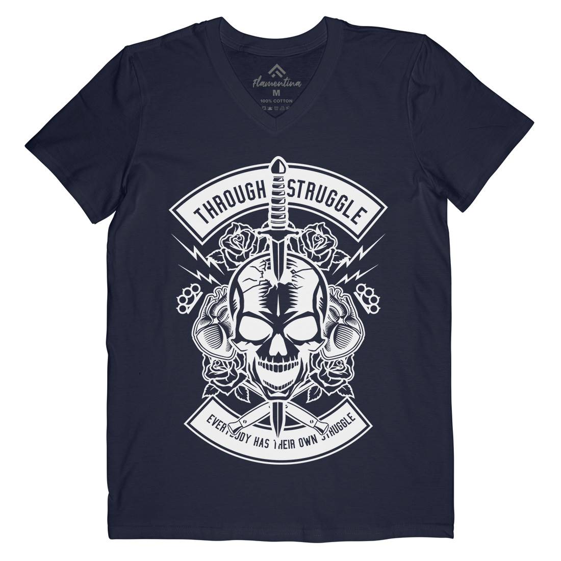 Through Struggle Mens V-Neck T-Shirt American B655