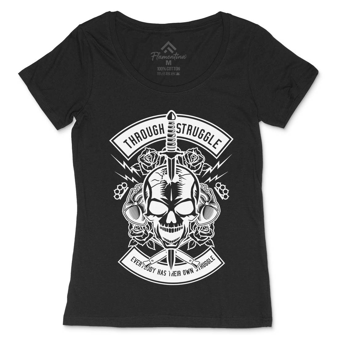 Through Struggle Womens Scoop Neck T-Shirt American B655