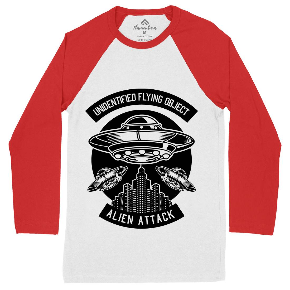 Ufo Mens Long Sleeve Baseball T-Shirt Space B659
