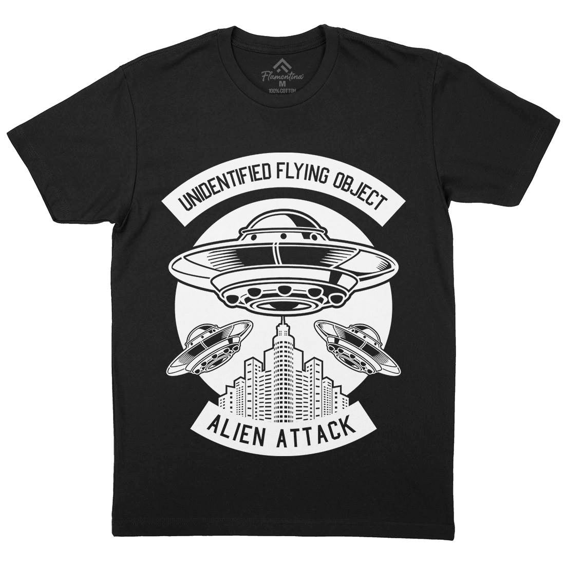 Ufo Mens Organic Crew Neck T-Shirt Space B659