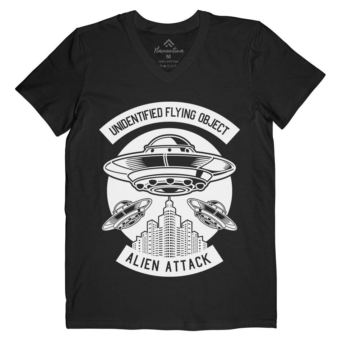 Ufo Mens Organic V-Neck T-Shirt Space B659