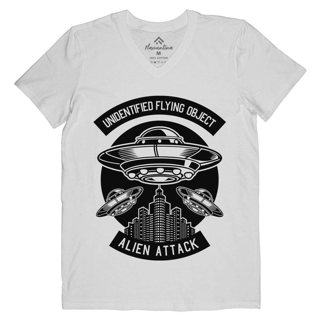 Ufo Mens Organic V-Neck T-Shirt Space B659