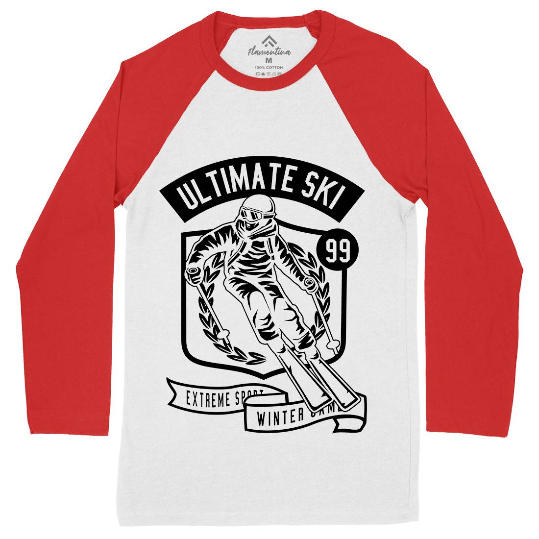 Ultimate Ski Mens Long Sleeve Baseball T-Shirt Sport B660