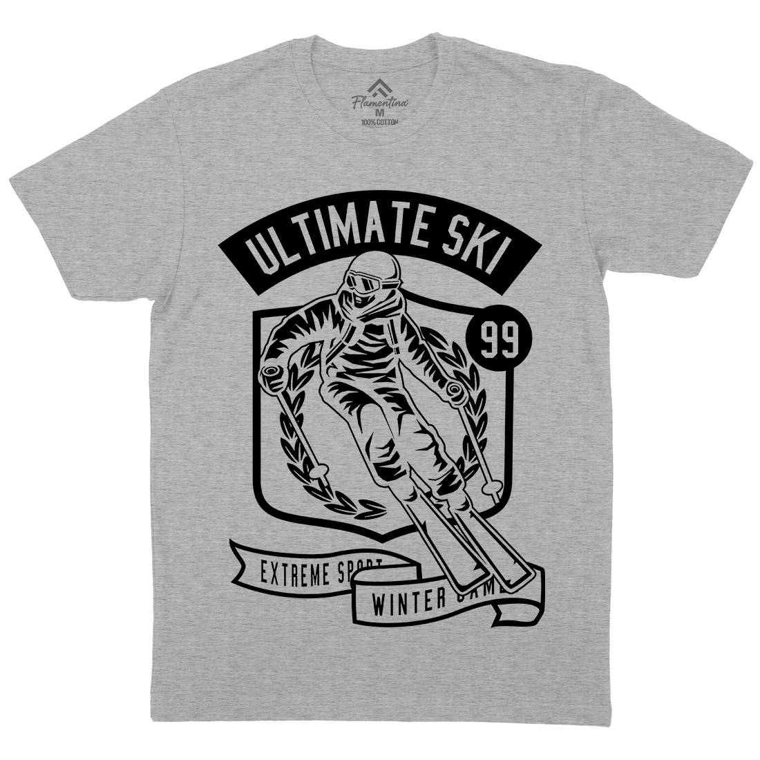 Ultimate Ski Mens Organic Crew Neck T-Shirt Sport B660