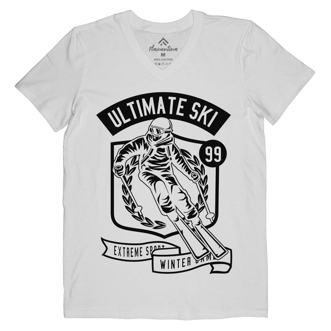 Ultimate Ski Mens Organic V-Neck T-Shirt Sport B660