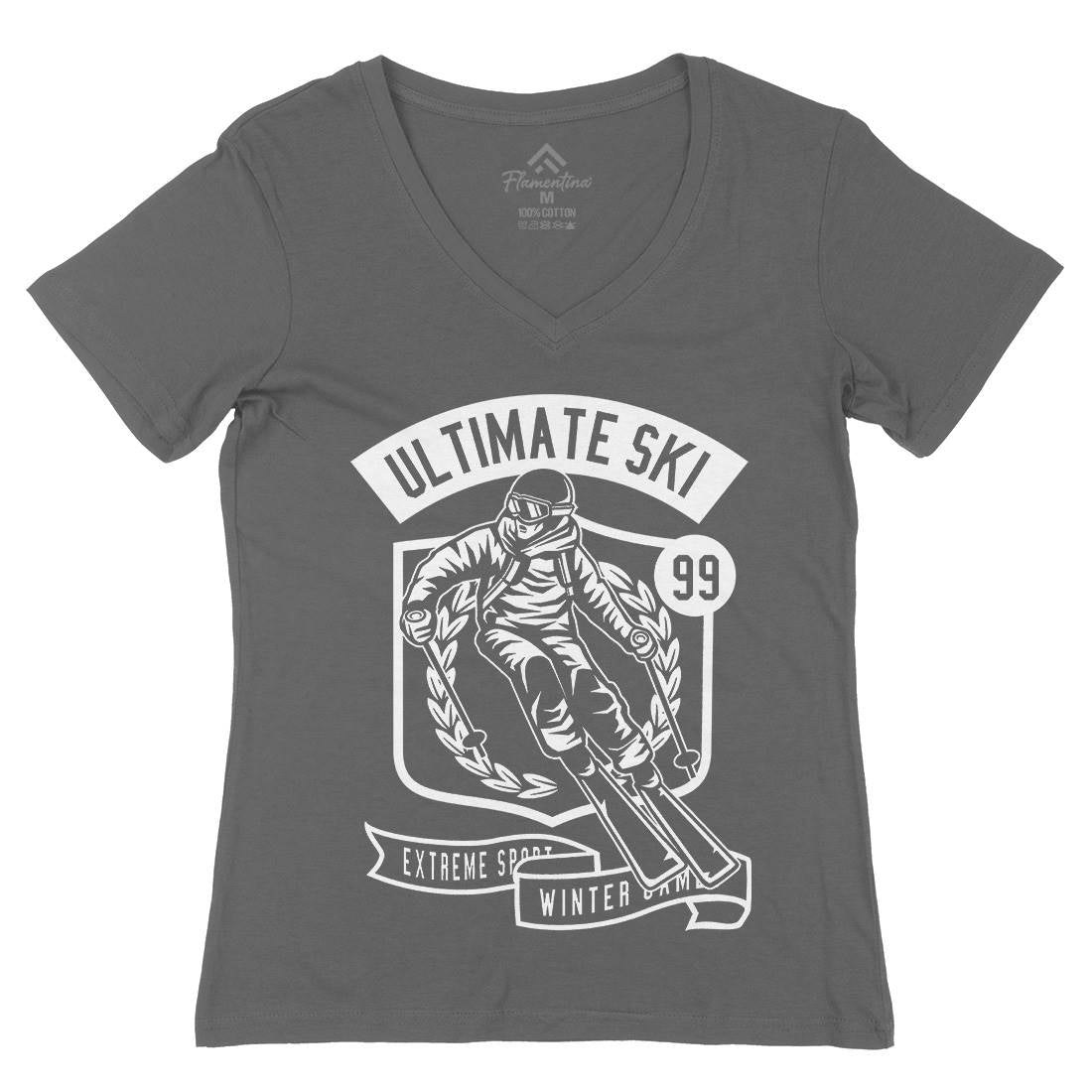 Ultimate Ski Womens Organic V-Neck T-Shirt Sport B660