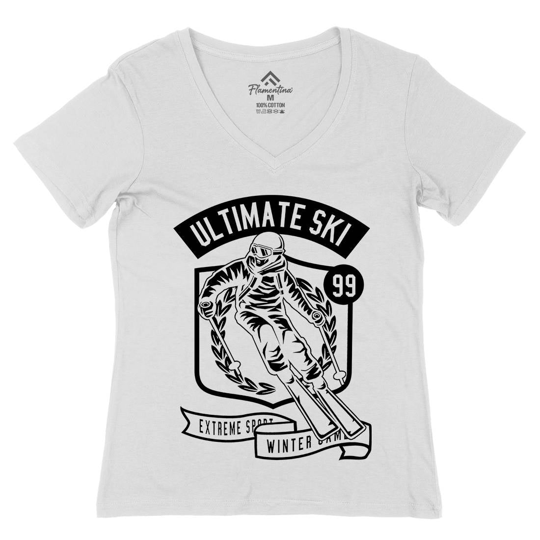 Ultimate Ski Womens Organic V-Neck T-Shirt Sport B660