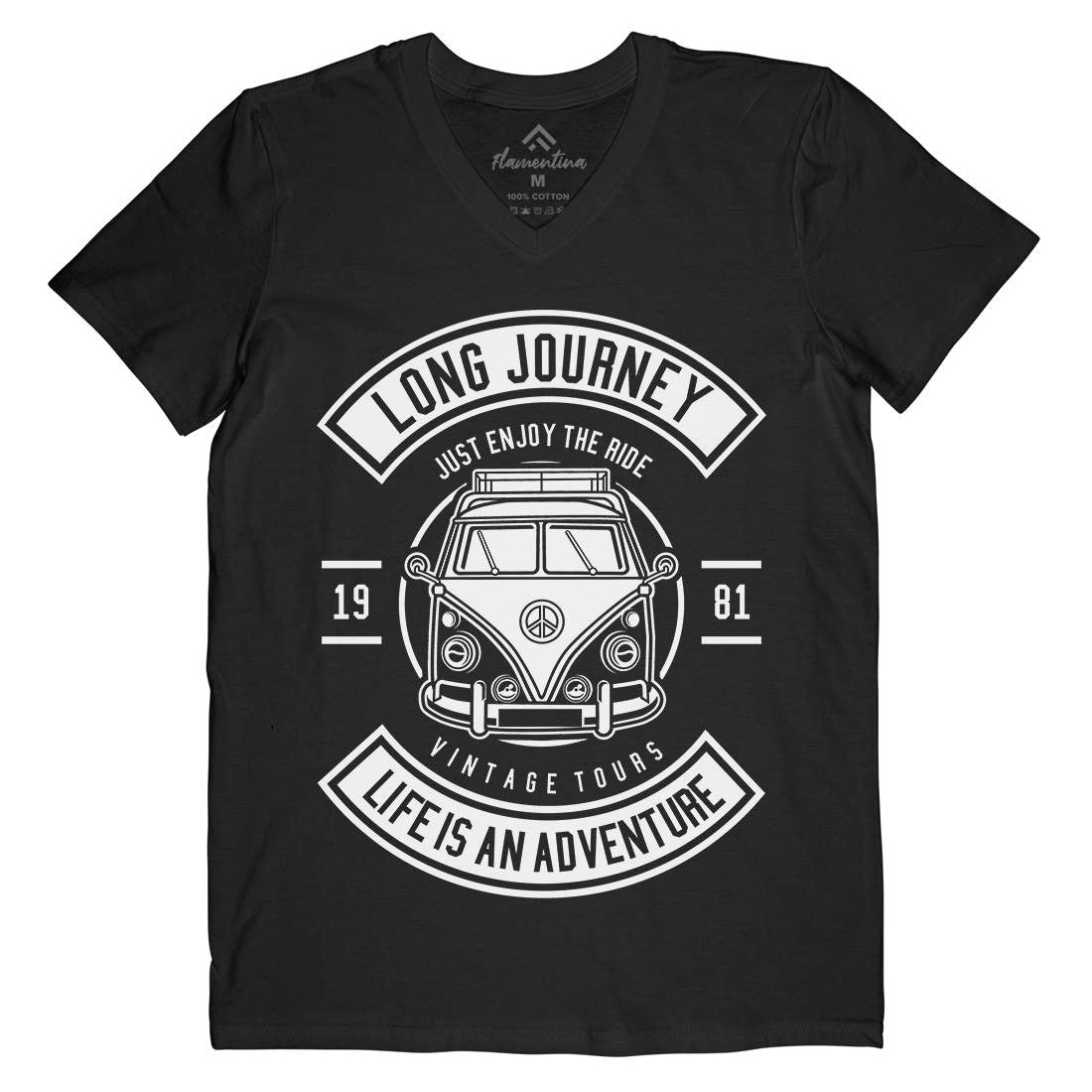 Van Long Journey Mens Organic V-Neck T-Shirt Cars B662