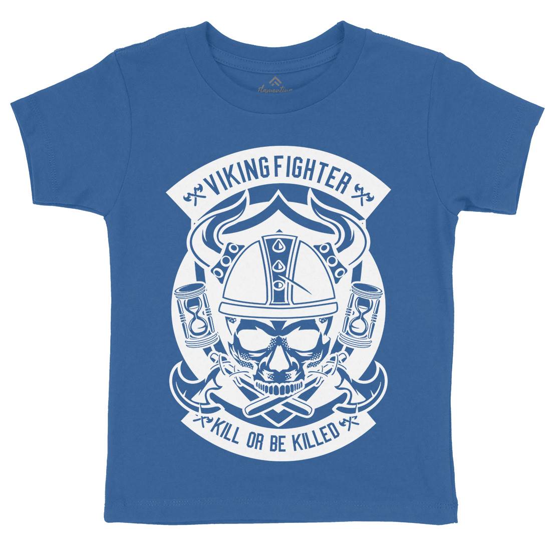 Viking Fighter Kids Organic Crew Neck T-Shirt Retro B664