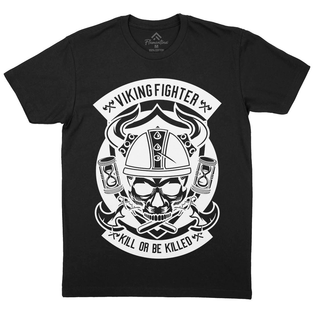 Viking Fighter Mens Crew Neck T-Shirt Retro B664