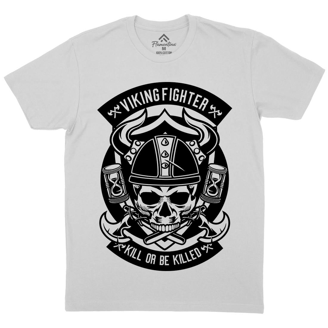 Viking Fighter Mens Crew Neck T-Shirt Retro B664