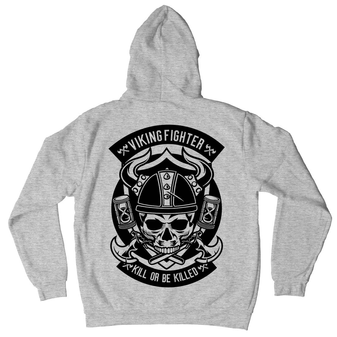Viking Fighter Mens Hoodie With Pocket Retro B664