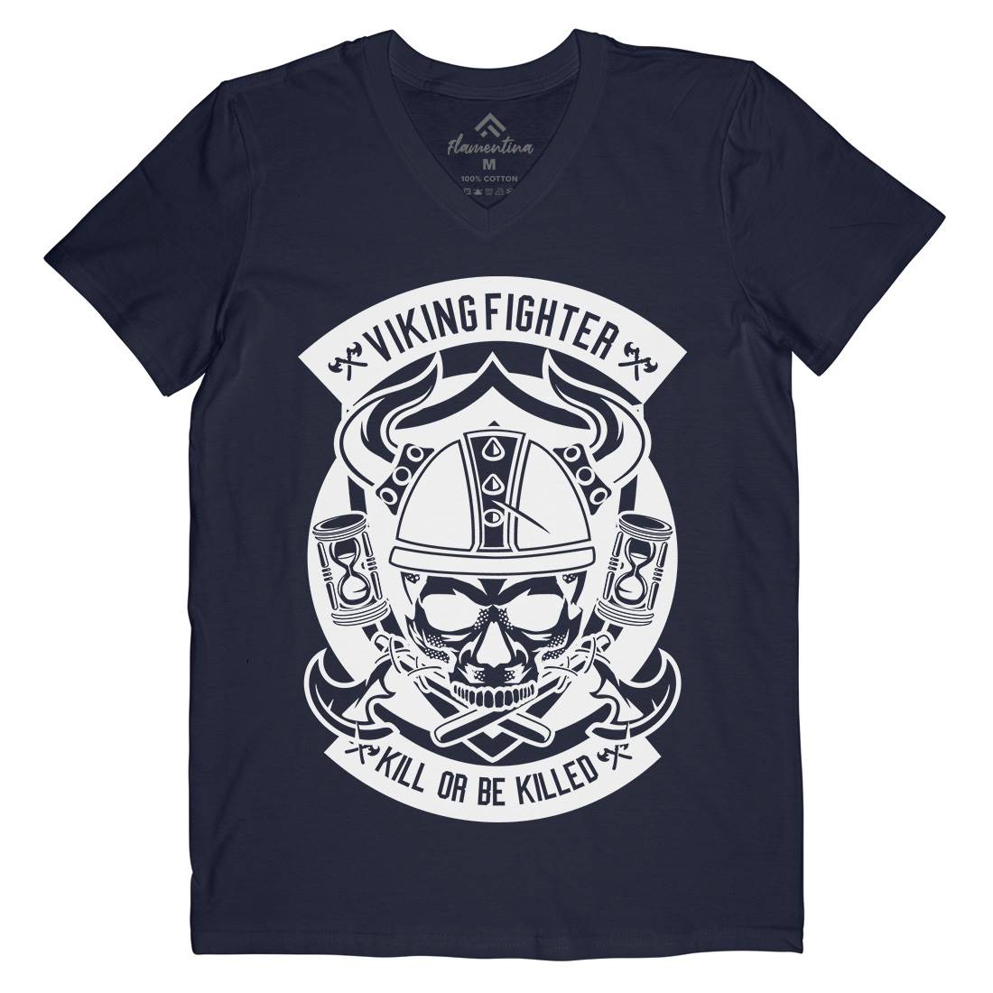 Viking Fighter Mens V-Neck T-Shirt Retro B664