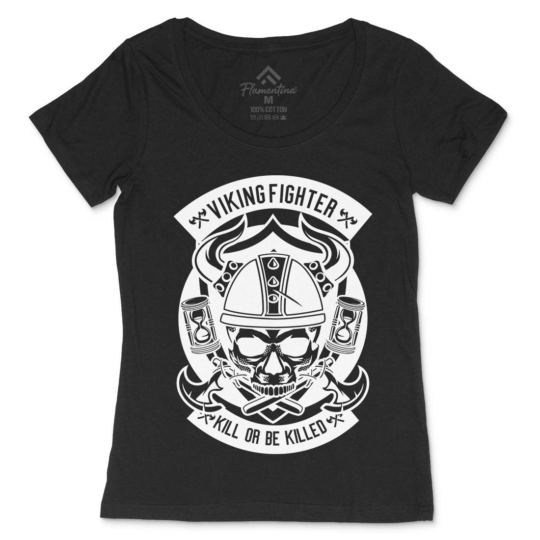 Viking Fighter Womens Scoop Neck T-Shirt Retro B664
