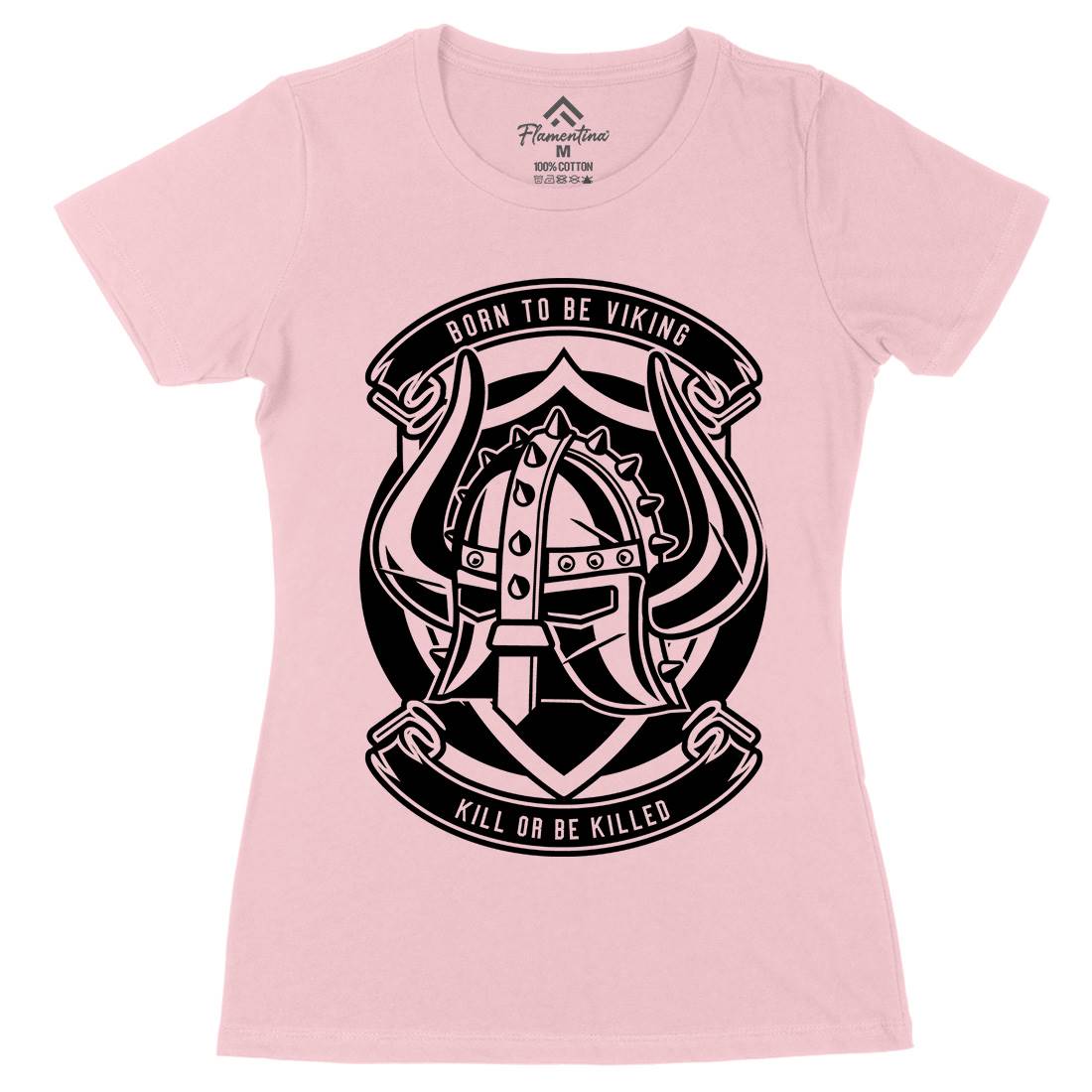 Viking Helmet Womens Organic Crew Neck T-Shirt Retro B665