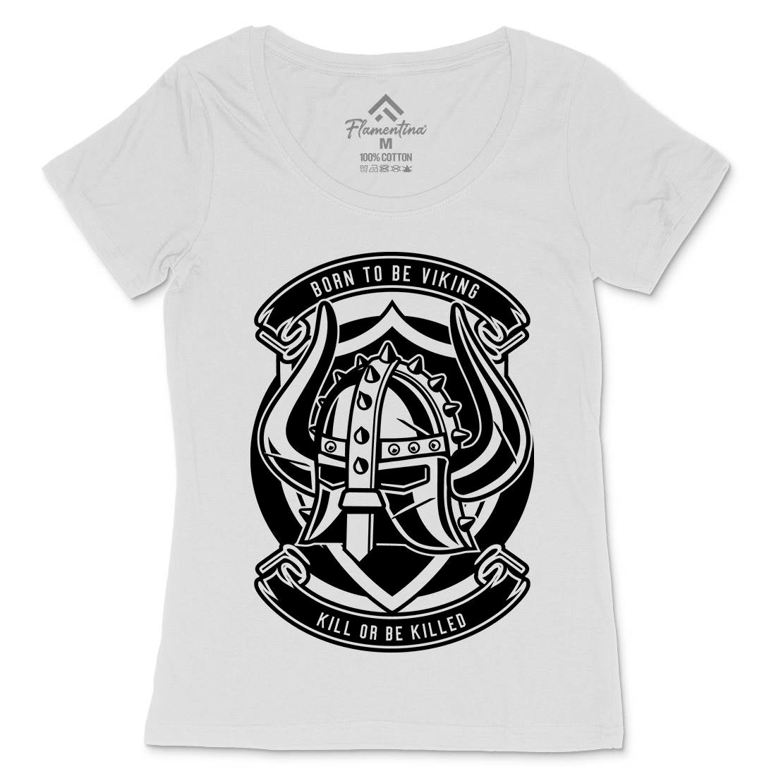 Viking Helmet Womens Scoop Neck T-Shirt Retro B665