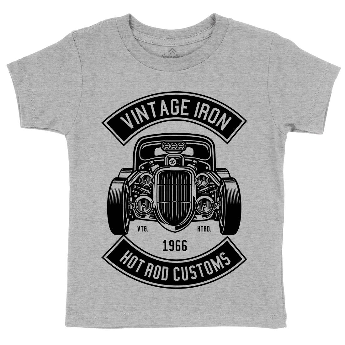 Vintage Iron Kids Crew Neck T-Shirt Cars B666