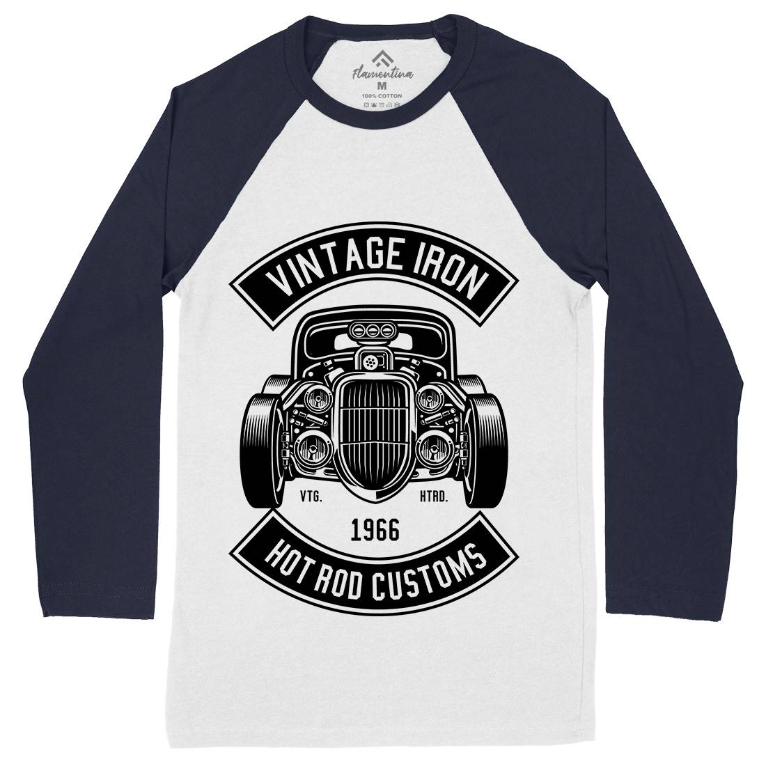 Vintage Iron Mens Long Sleeve Baseball T-Shirt Cars B666