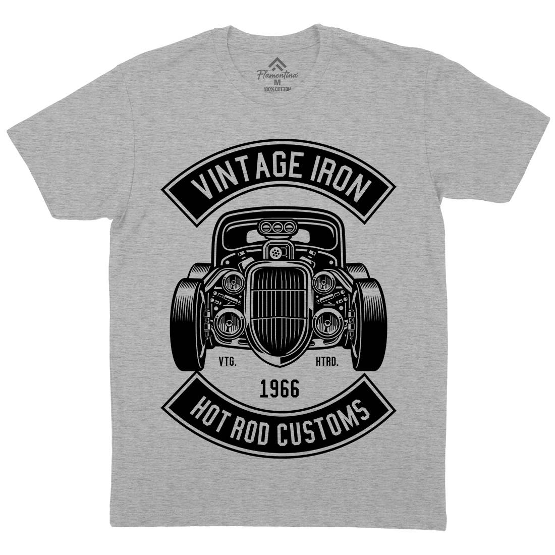 Vintage Iron Mens Organic Crew Neck T-Shirt Cars B666