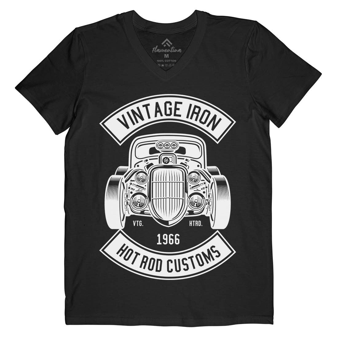 Vintage Iron Mens V-Neck T-Shirt Cars B666