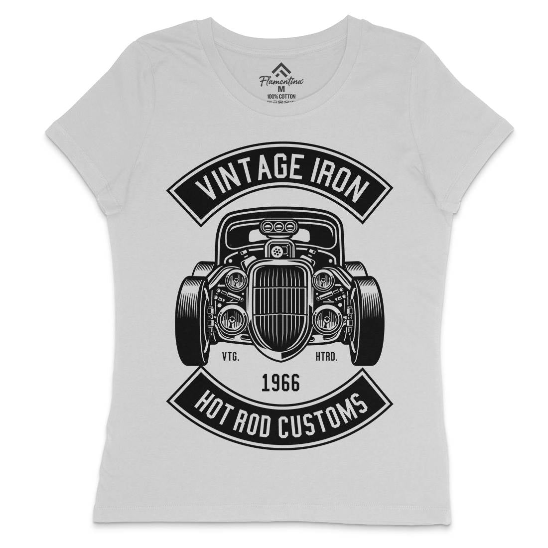 Vintage Iron Womens Crew Neck T-Shirt Cars B666