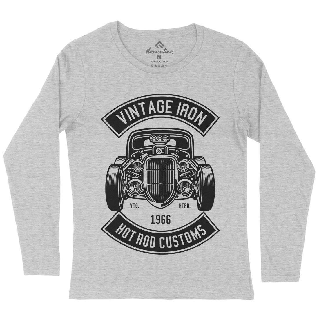 Vintage Iron Womens Long Sleeve T-Shirt Cars B666