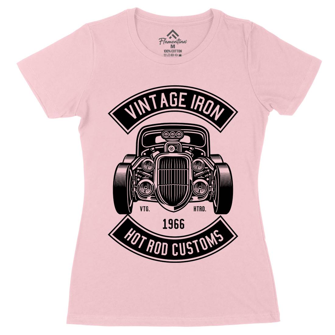 Vintage Iron Womens Organic Crew Neck T-Shirt Cars B666
