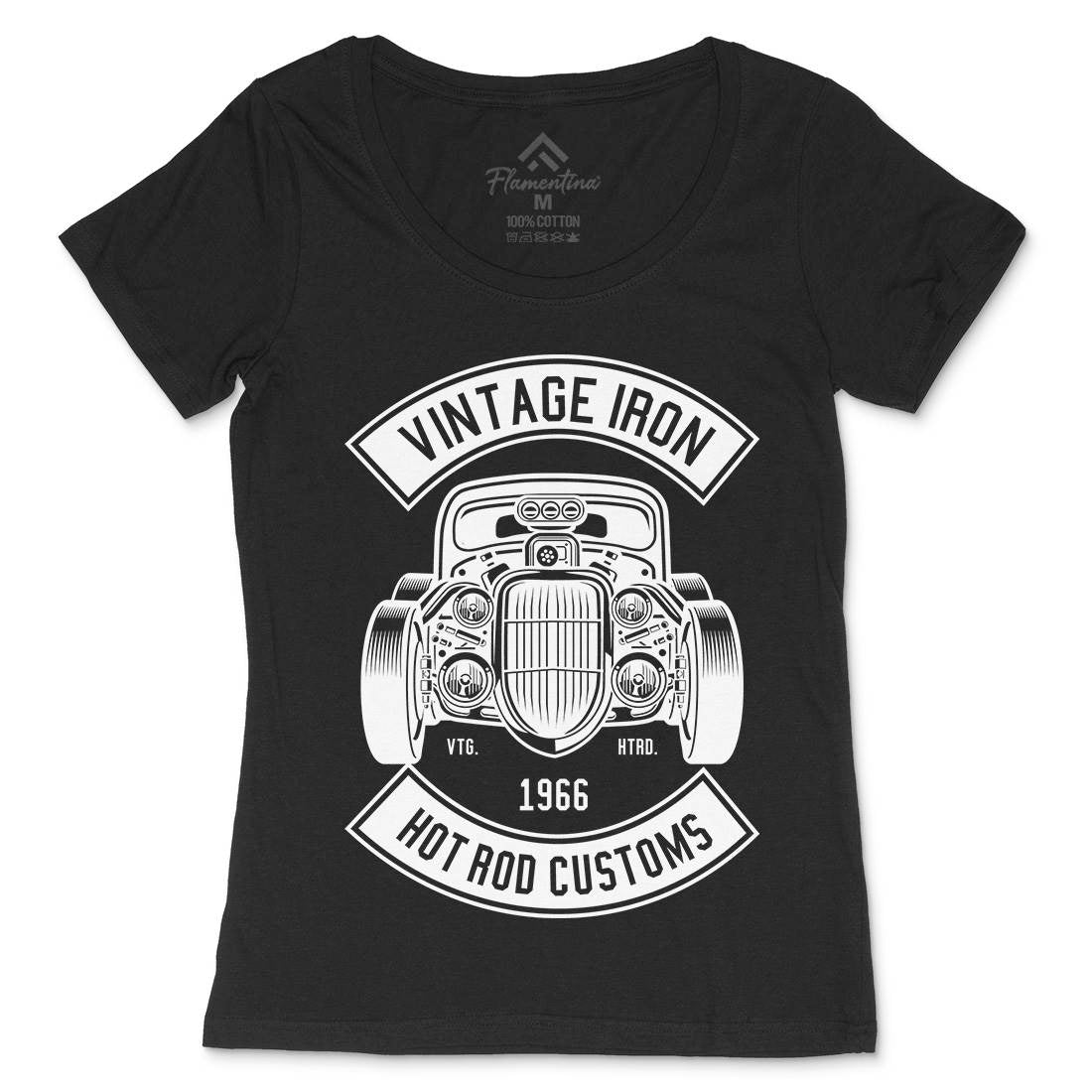 Vintage Iron Womens Scoop Neck T-Shirt Cars B666