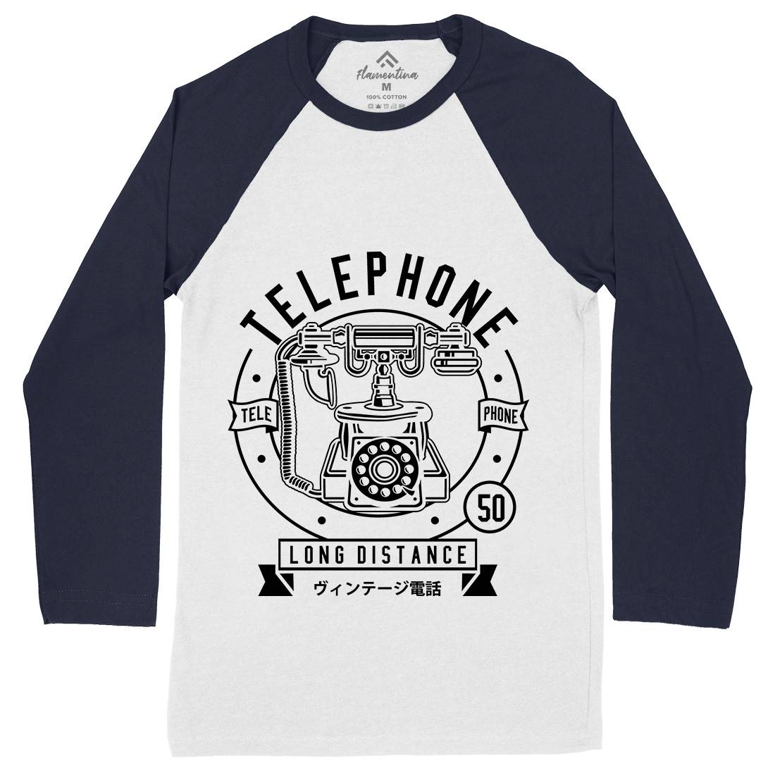 Vintage Telephone Mens Long Sleeve Baseball T-Shirt Retro B667