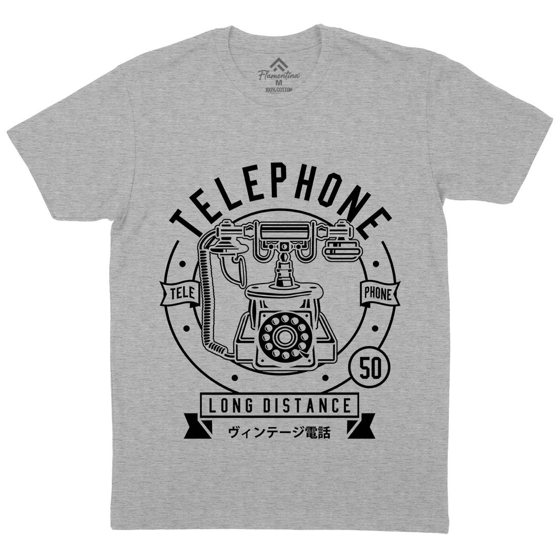Vintage Telephone Mens Organic Crew Neck T-Shirt Retro B667