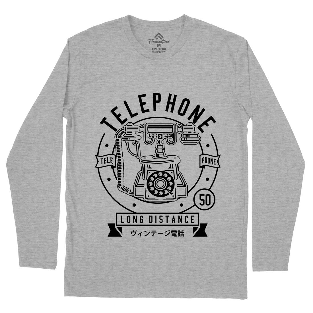 Vintage Telephone Mens Long Sleeve T-Shirt Retro B667