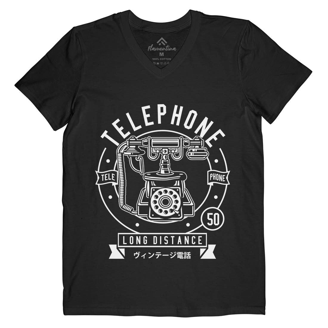 Vintage Telephone Mens V-Neck T-Shirt Retro B667