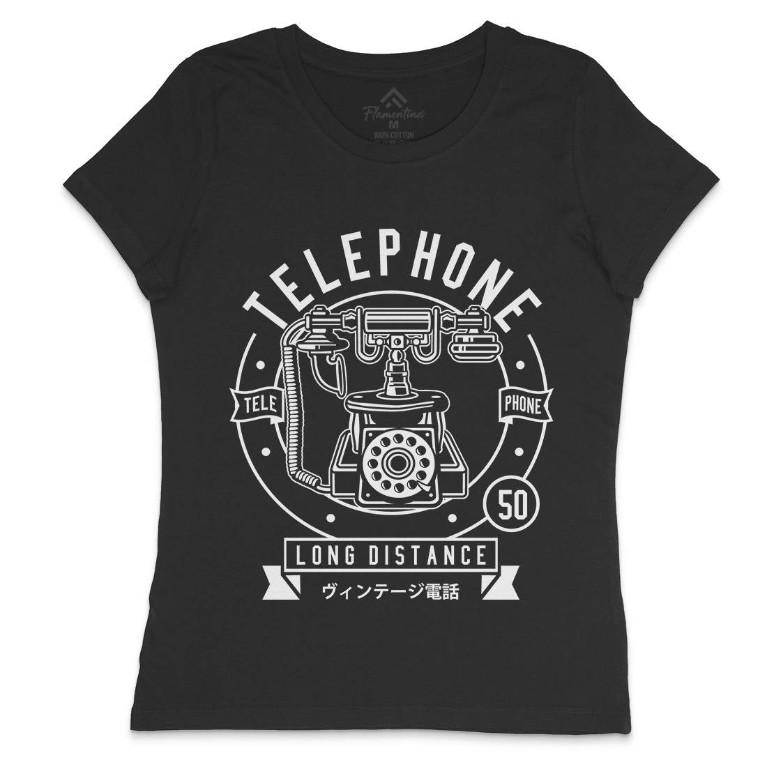 Vintage Telephone Womens Crew Neck T-Shirt Retro B667
