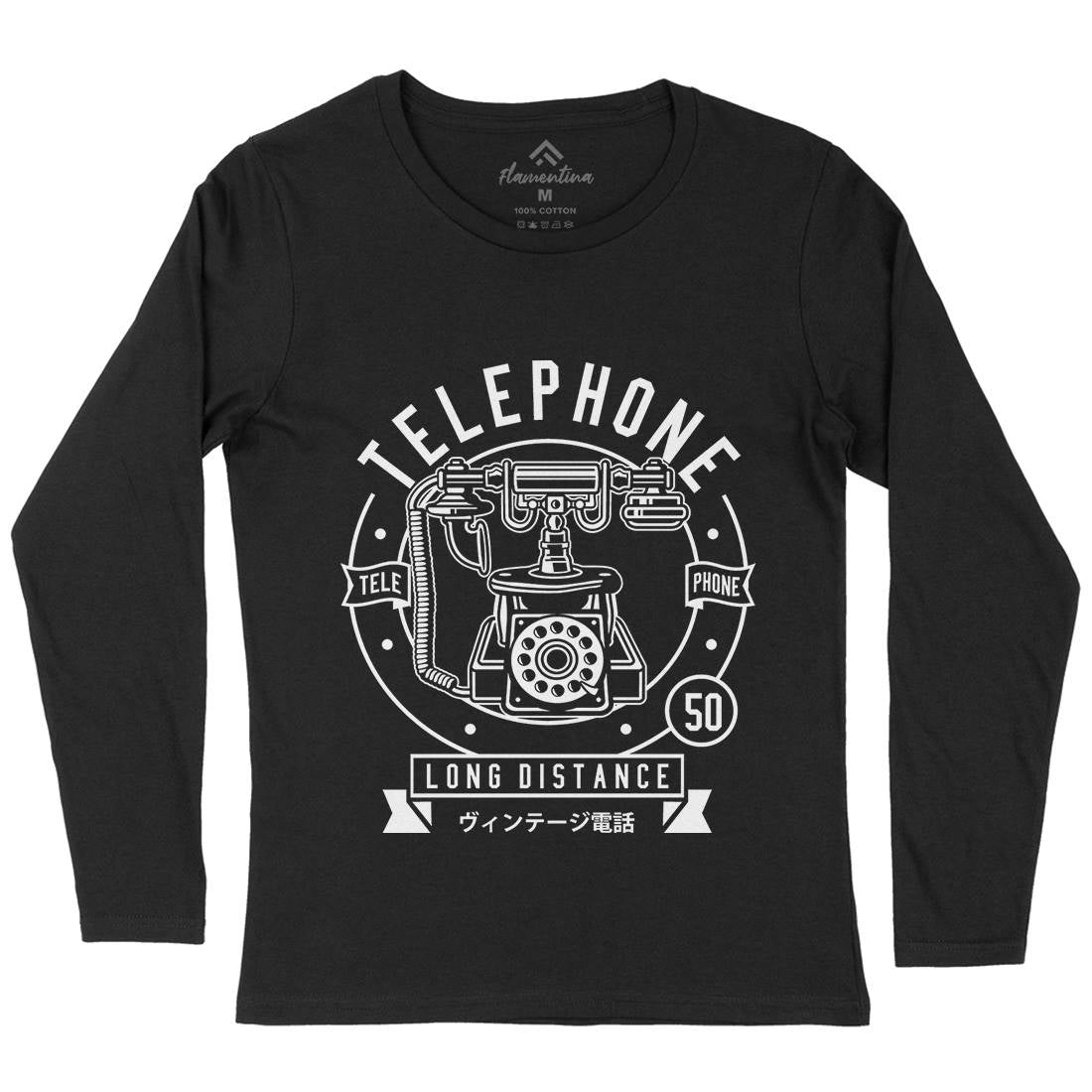 Vintage Telephone Womens Long Sleeve T-Shirt Retro B667