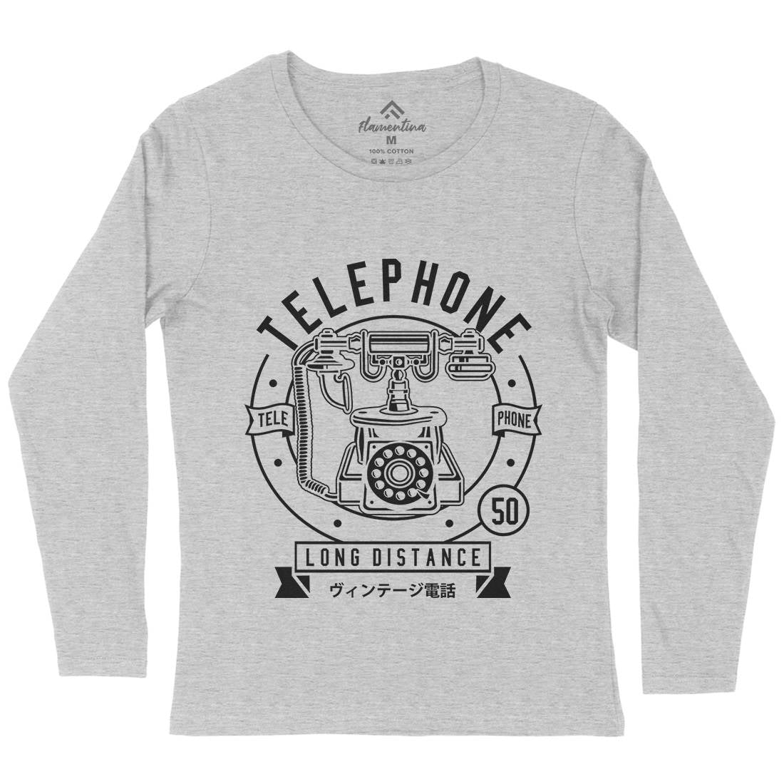 Vintage Telephone Womens Long Sleeve T-Shirt Retro B667