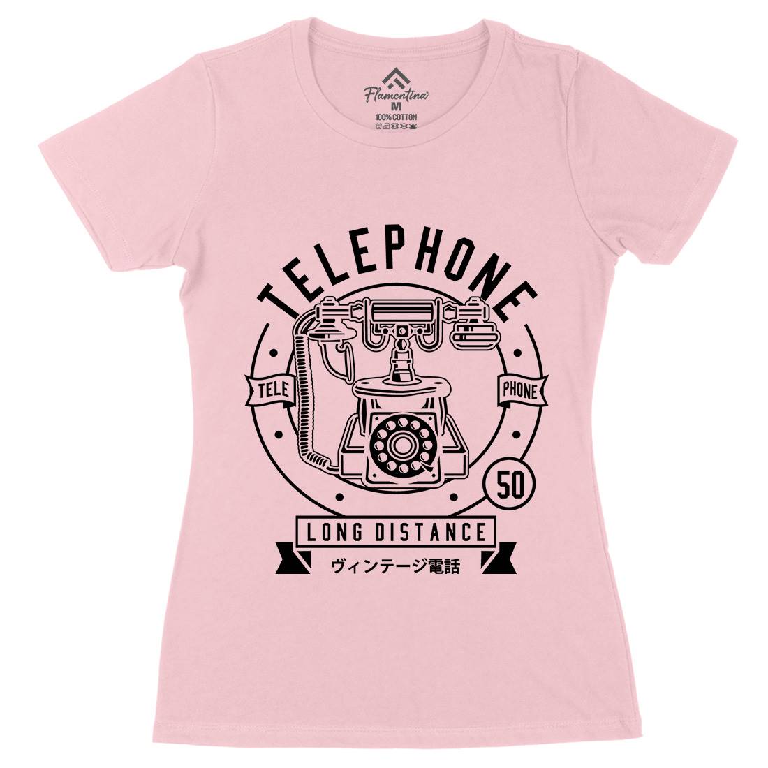Vintage Telephone Womens Organic Crew Neck T-Shirt Retro B667