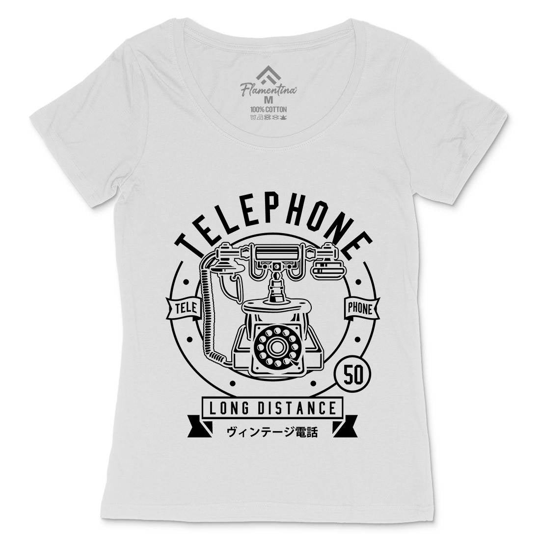 Vintage Telephone Womens Scoop Neck T-Shirt Retro B667