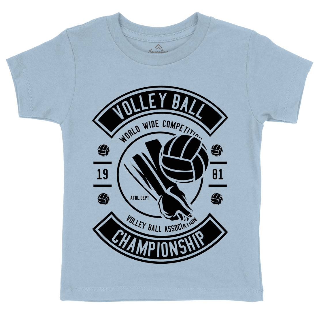 Volley Ball Kids Organic Crew Neck T-Shirt Sport B668