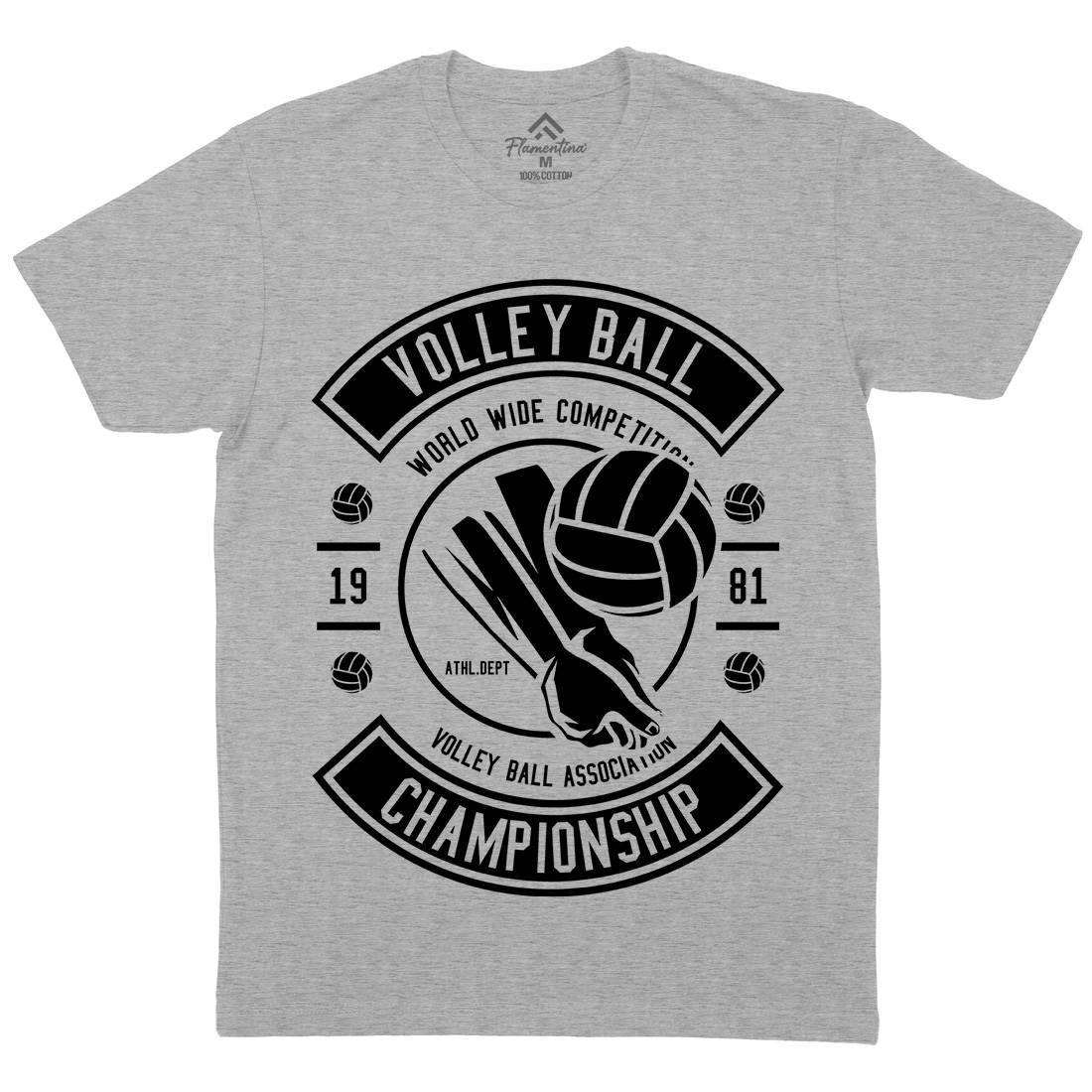 Volley Ball Mens Organic Crew Neck T-Shirt Sport B668