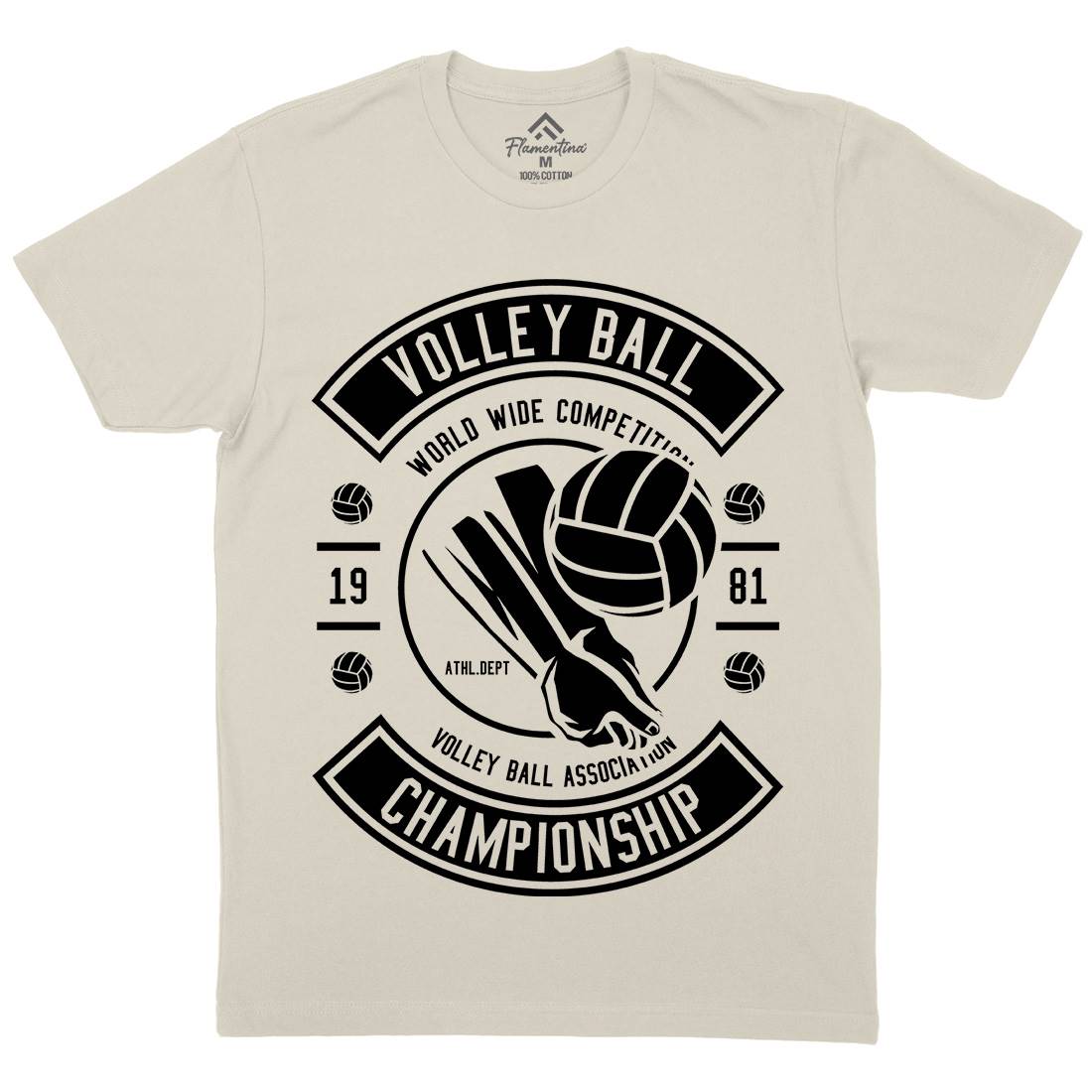 Volley Ball Mens Organic Crew Neck T-Shirt Sport B668