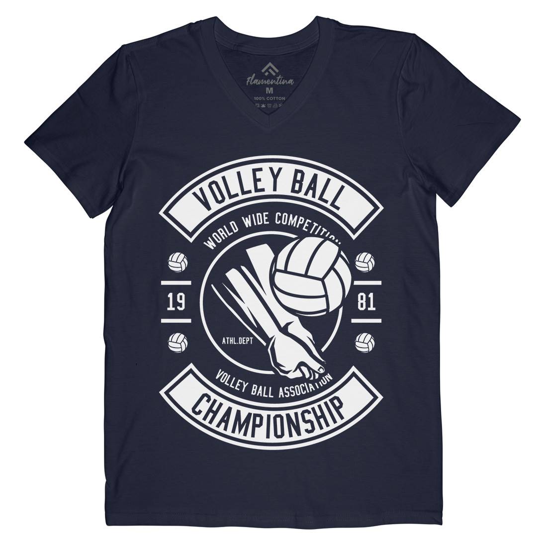 Volley Ball Mens Organic V-Neck T-Shirt Sport B668