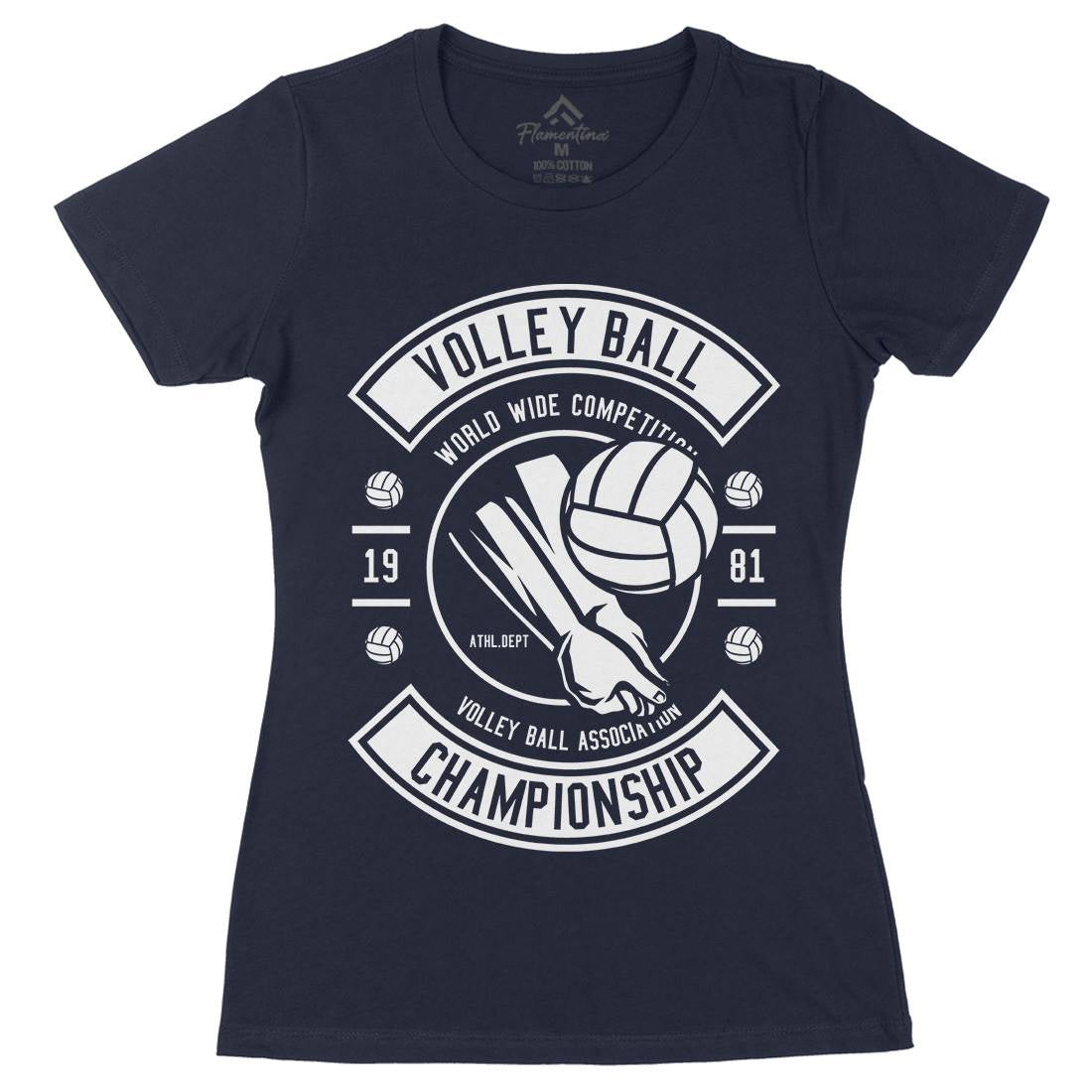 Volley Ball Womens Organic Crew Neck T-Shirt Sport B668