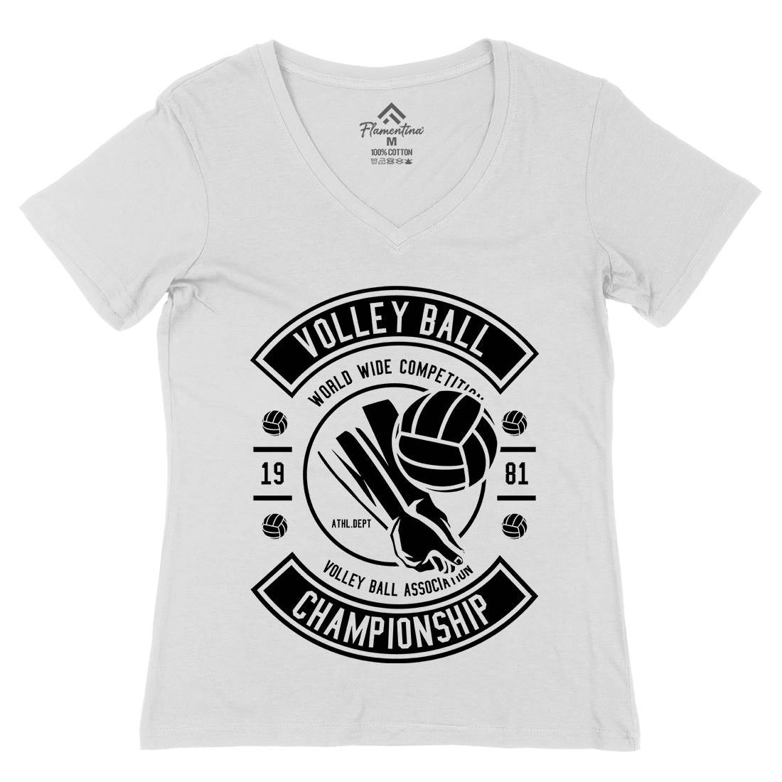 Volley Ball Womens Organic V-Neck T-Shirt Sport B668
