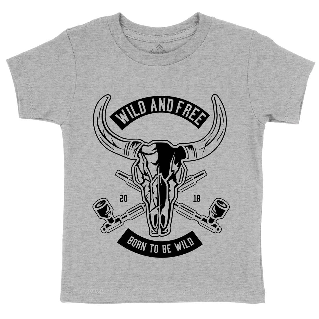 Wild And Free Kids Crew Neck T-Shirt American B669