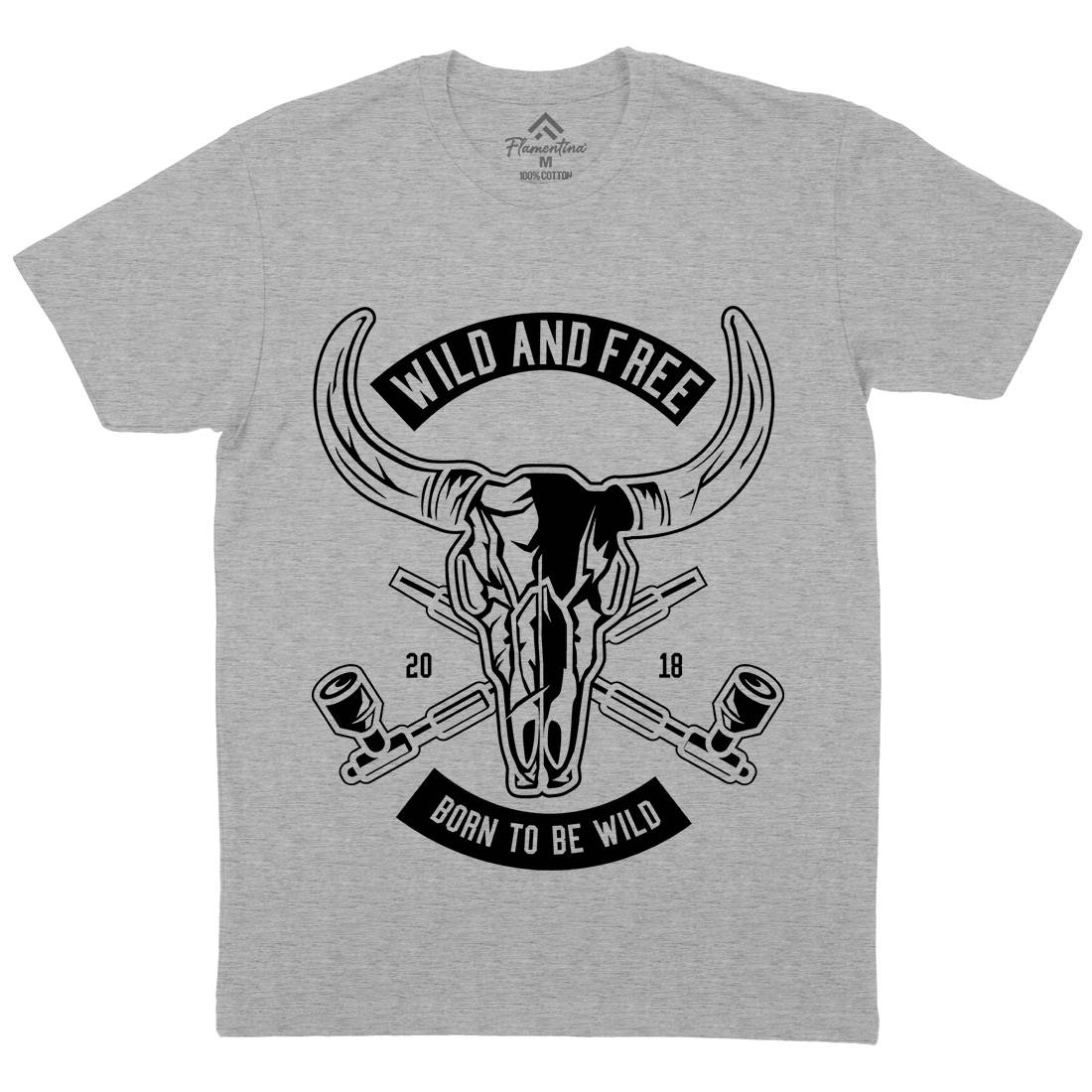 Wild And Free Mens Crew Neck T-Shirt American B669