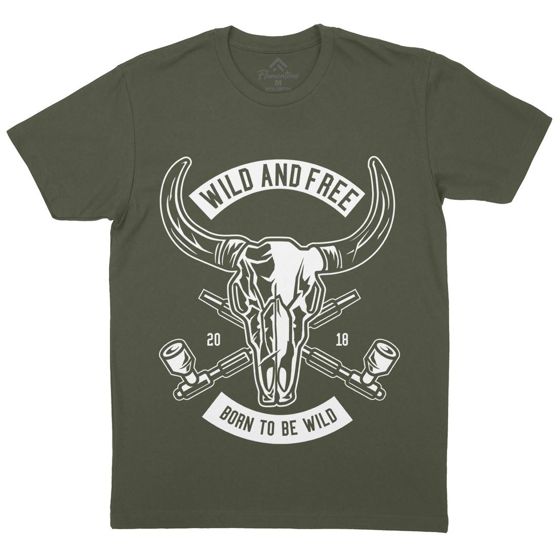 Wild And Free Mens Organic Crew Neck T-Shirt American B669