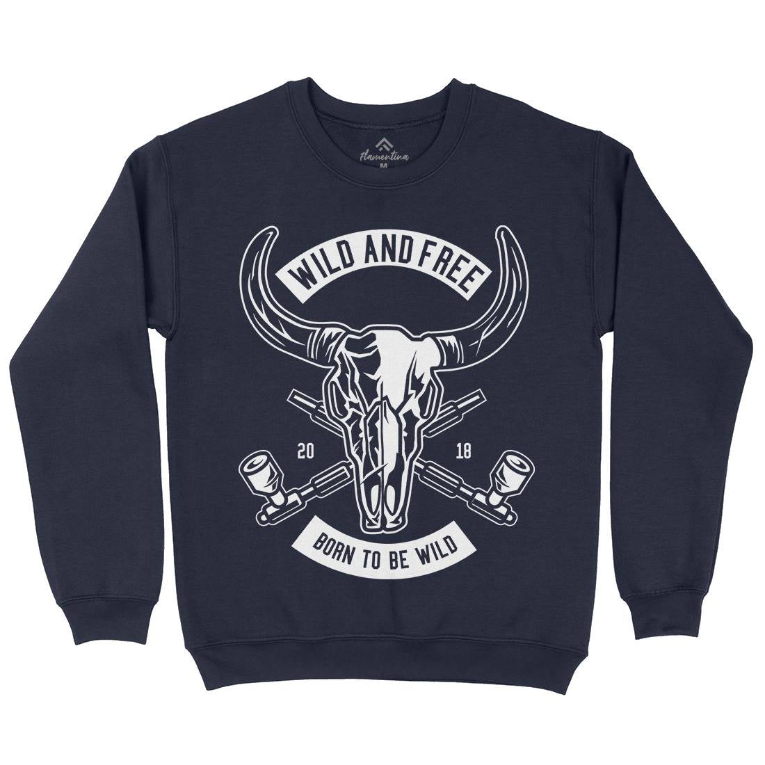 Wild And Free Mens Crew Neck Sweatshirt American B669